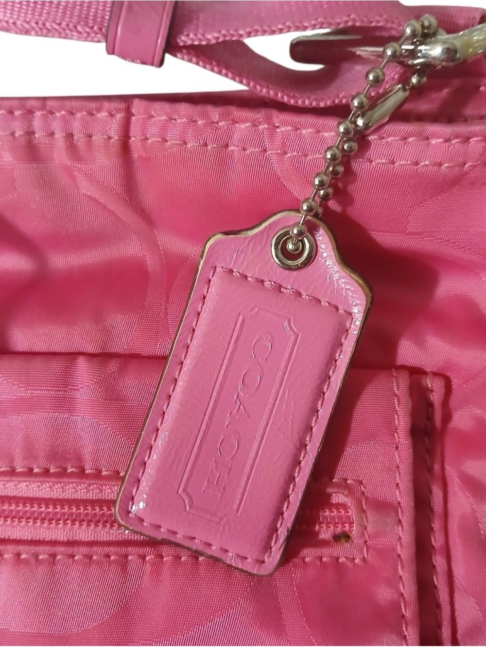 Coach Hot Pink Signature Nylon Crossbody Bag - Picture 5 of 5
